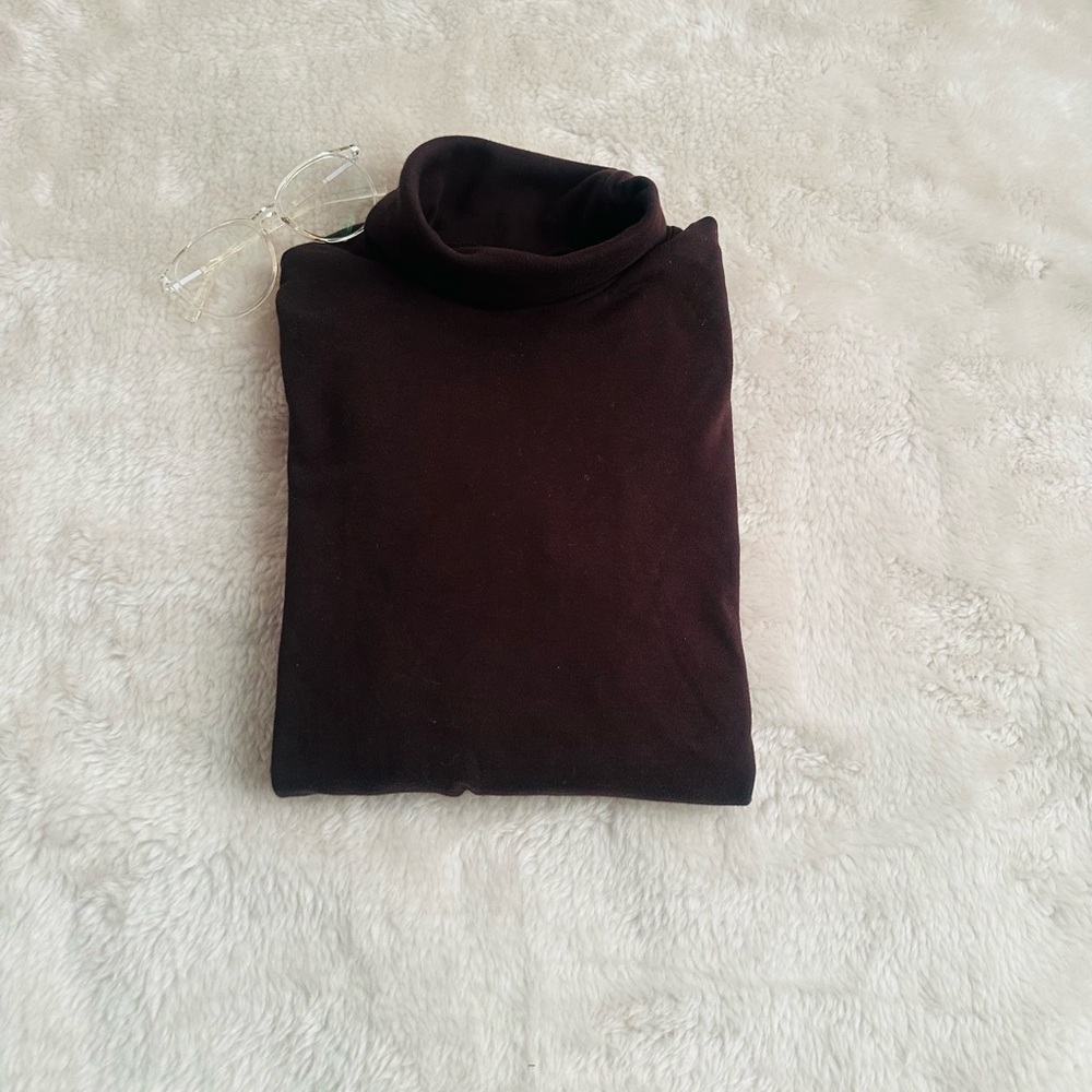 Dark Brown Turtleneck T Shirt - Picture 10 of 14